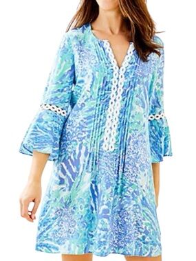 LILLY PULITZER Hollie Tunic Dress Hey Hey Soleil Bell Sleeves Size XXS
